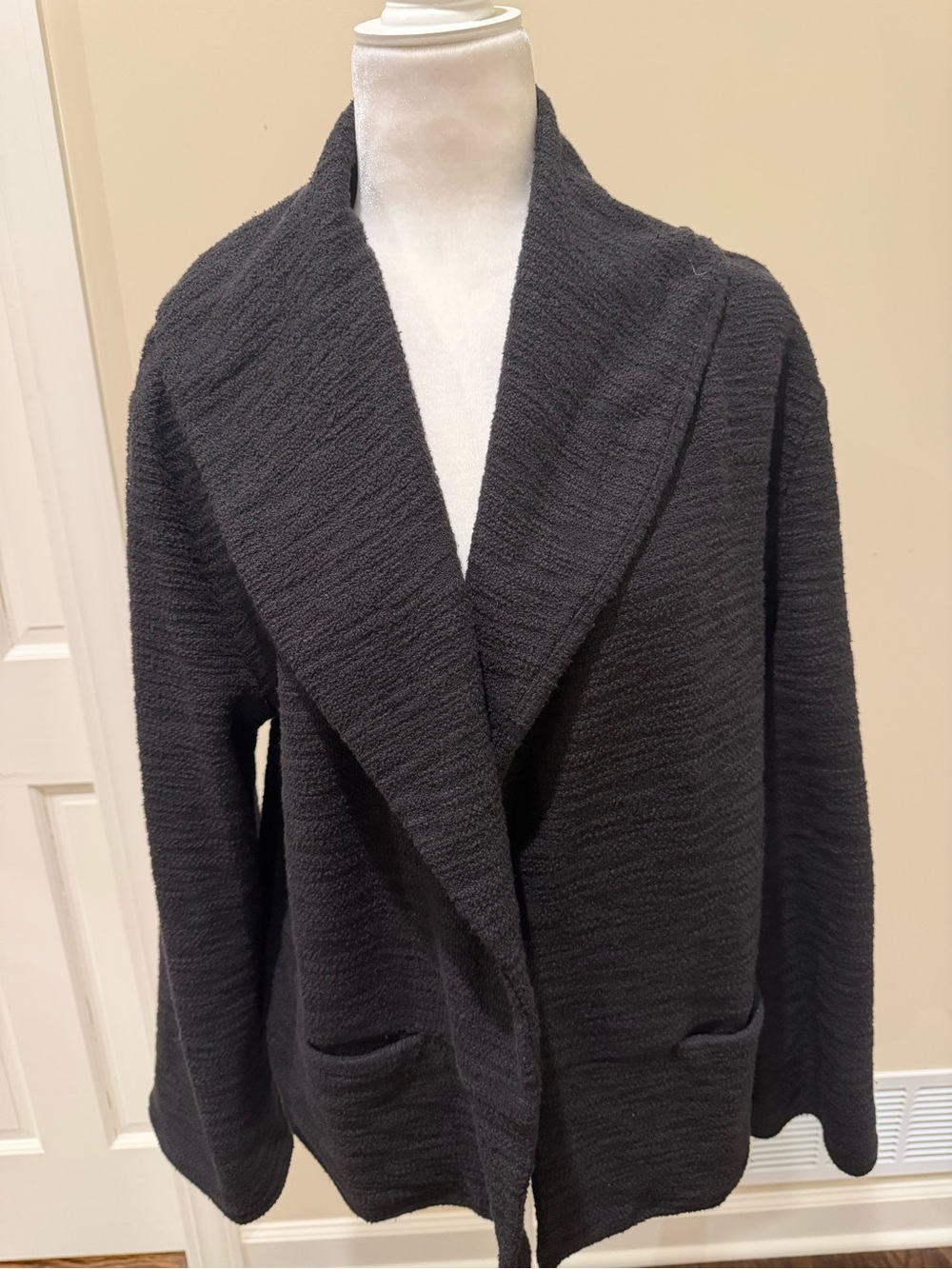 Steve Madden Black Open-Front Textured Blazer Cardigan